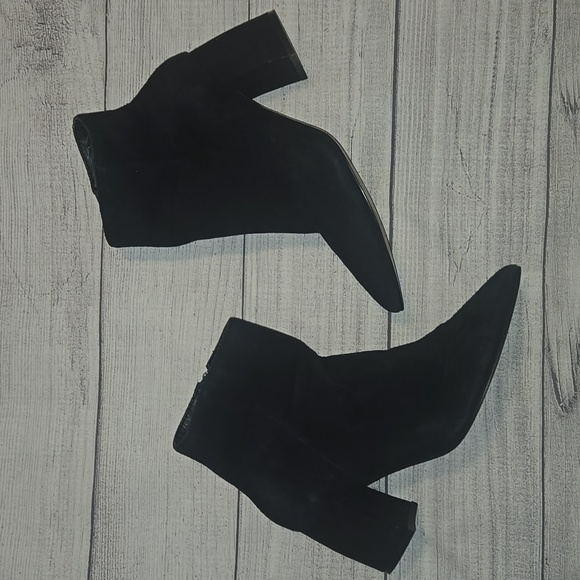 Marc Fisher Shoes - Marc Fisher Retire Pointed Toe Block Heel Suede Leather Booties Black Size 8